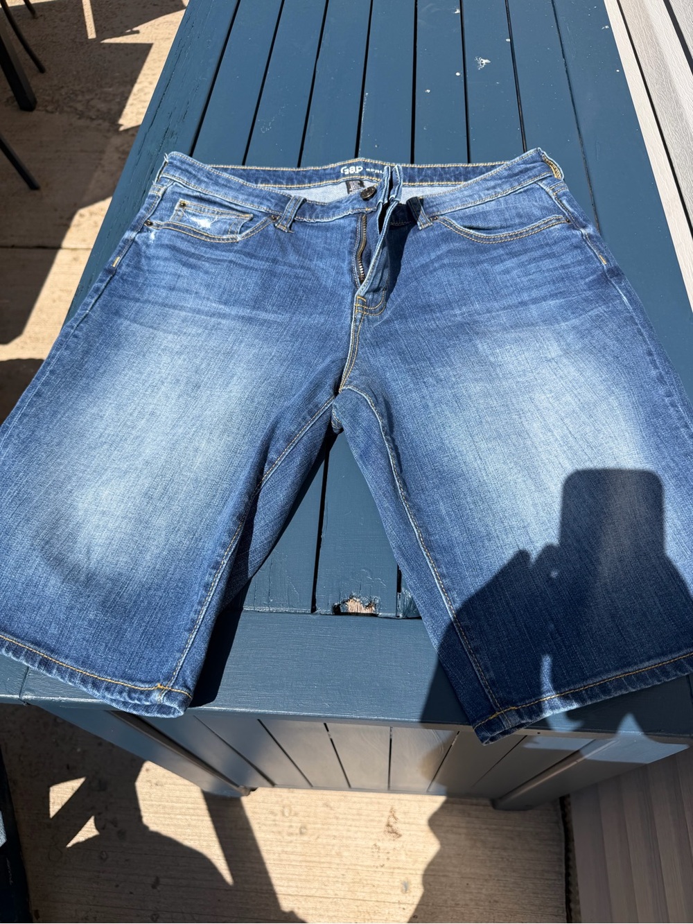 GAP Women's Blue Faded Denim Bermuda Shorts